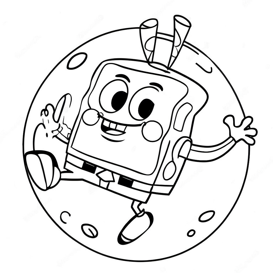 SpongeBob Kicking a Colorful Ball Coloring Page | SpongeBob Playing Soccer coloring page