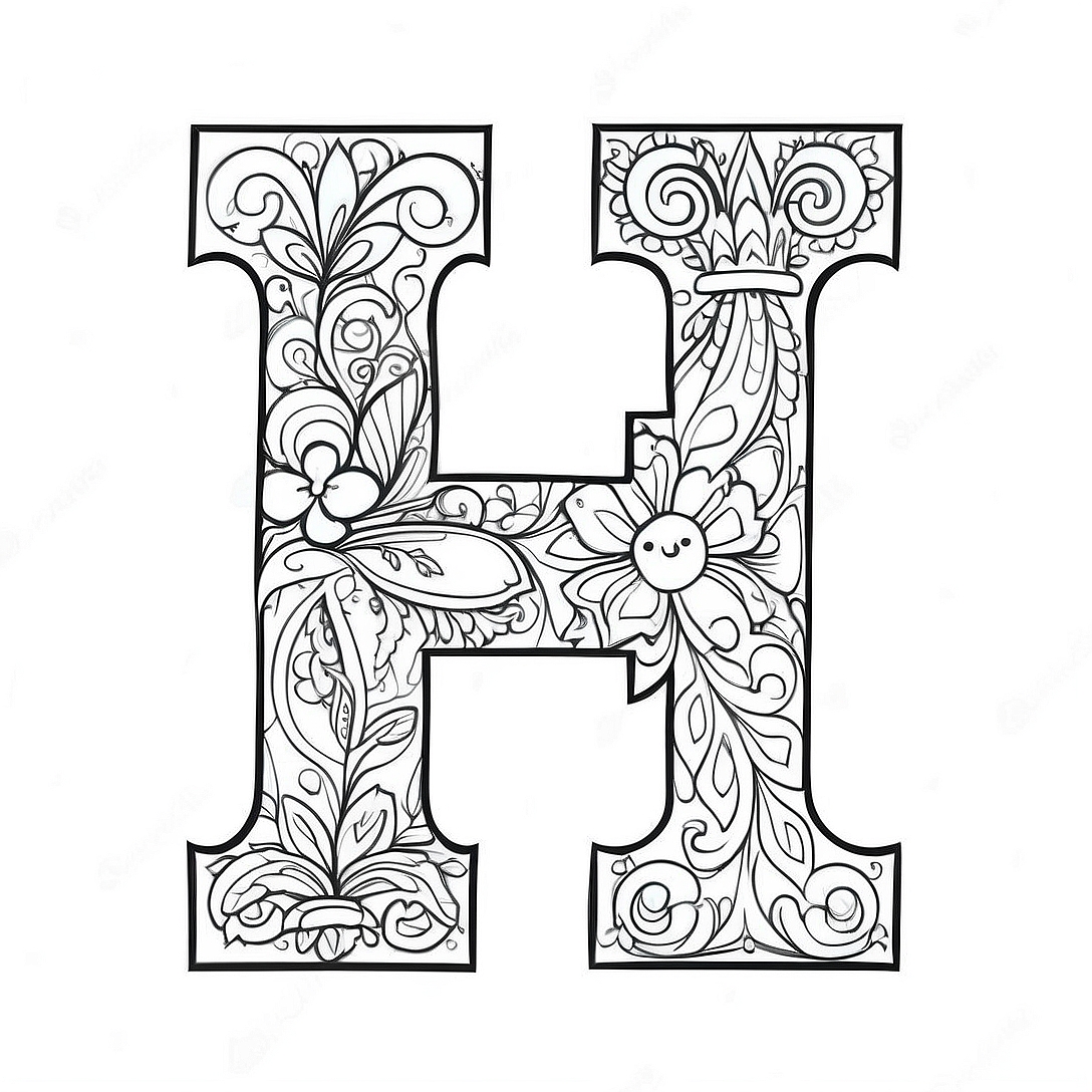 Happy Letter H Coloring Page | Letter H coloring page
