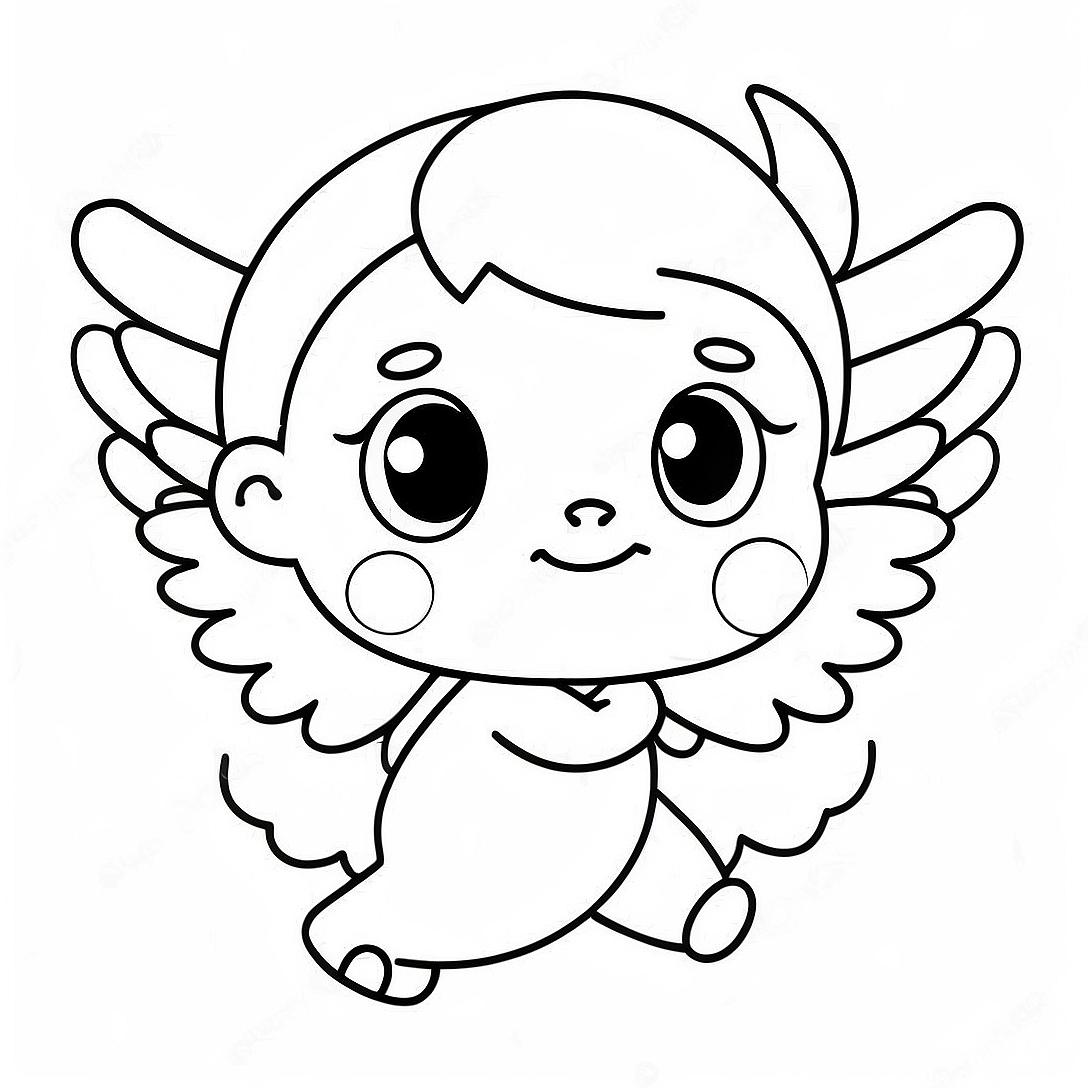 Cute Kawaii Cupid Coloring Page | Kawaii Valentines coloring page