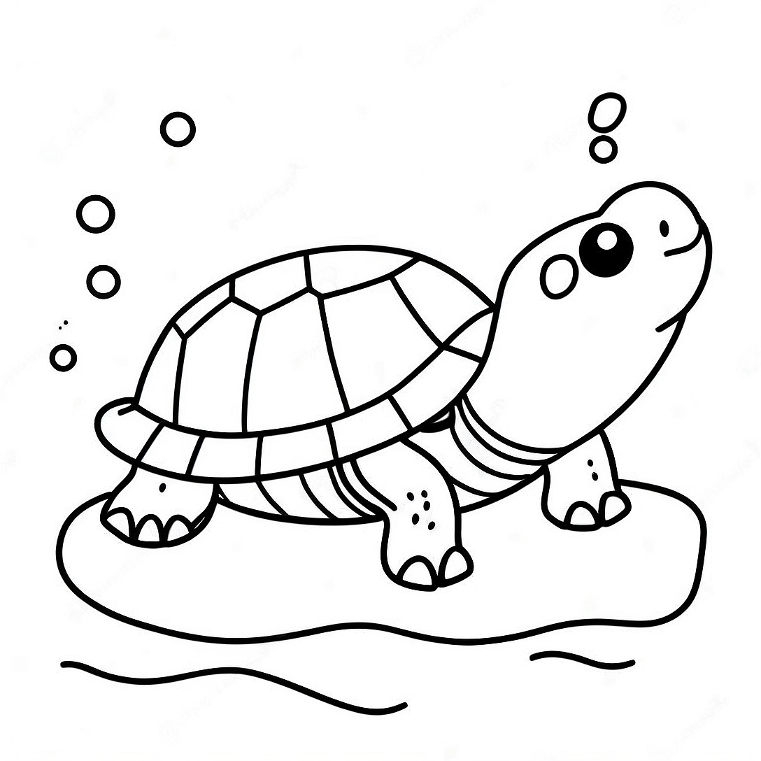 Cute Snapping Turtle Swimming Coloring Page | Snapping Turtle coloring page