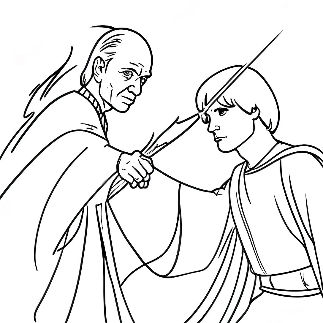 Harry Potter vs Voldemort Duel Coloring Page | Harry Potter vs Voldemort coloring page