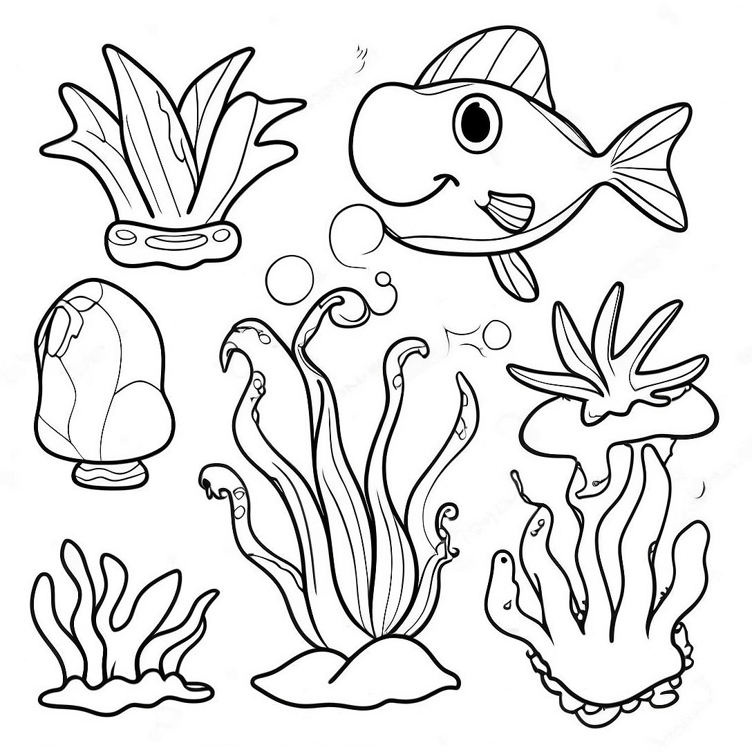 Ocean Plants Coloring Page | Ocean Plants coloring page