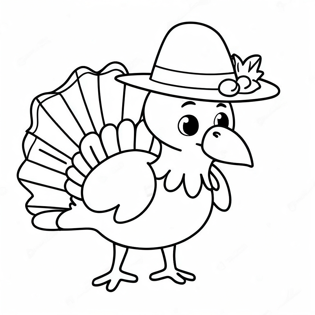 Funny Turkey with a Hat Coloring Page | Build Your Own Turkey coloring page