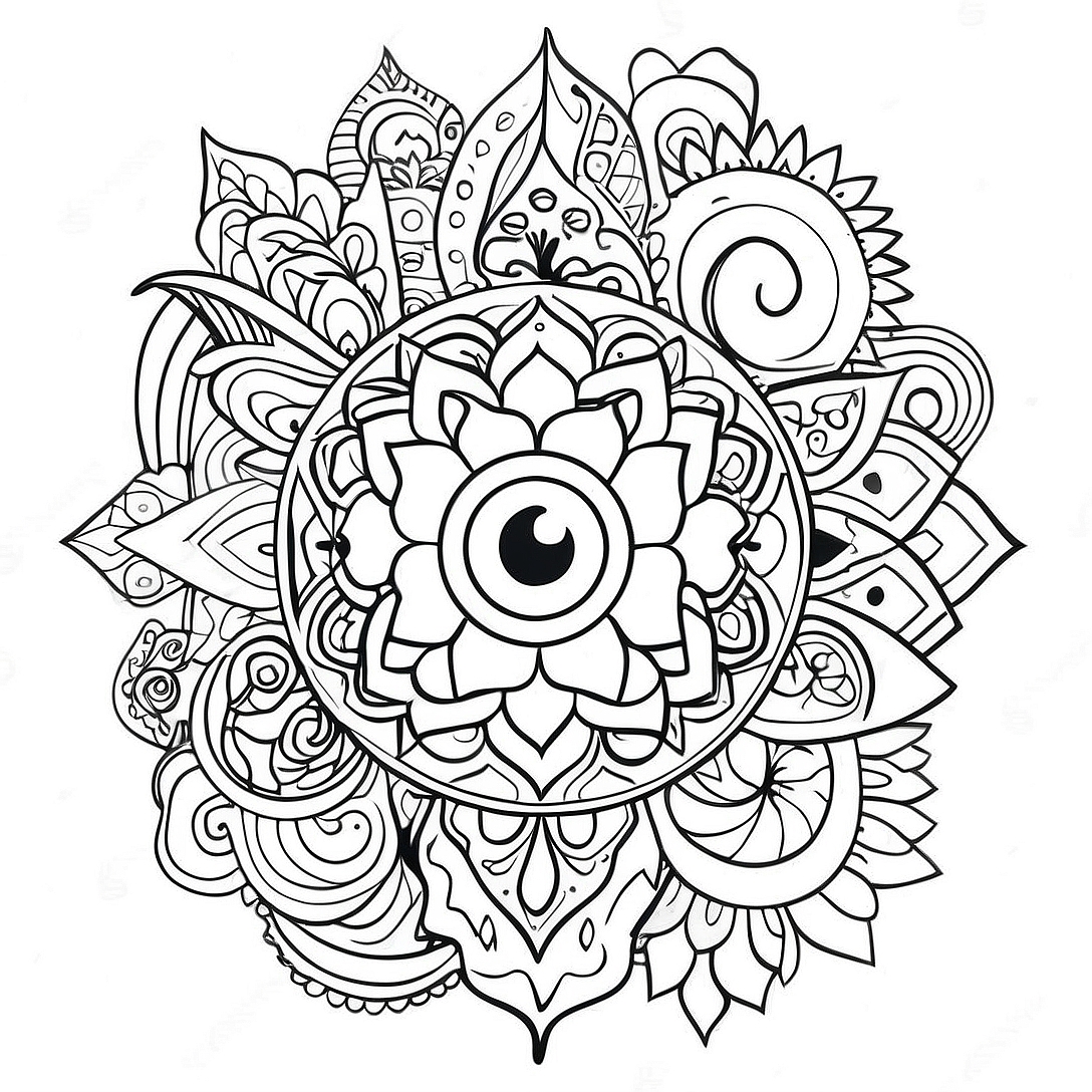 Colorful Chakra Energy Flow Coloring Page | Trippy Chakra coloring page