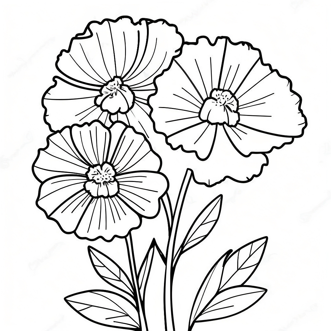 Beautiful Carnation Bouquet Coloring Page | Carnation coloring page
