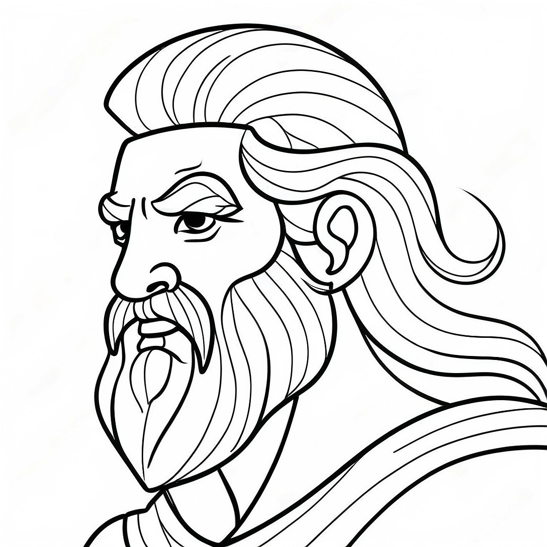 Zeus with Thunderbolt Coloring Page | Greek Gods coloring page
