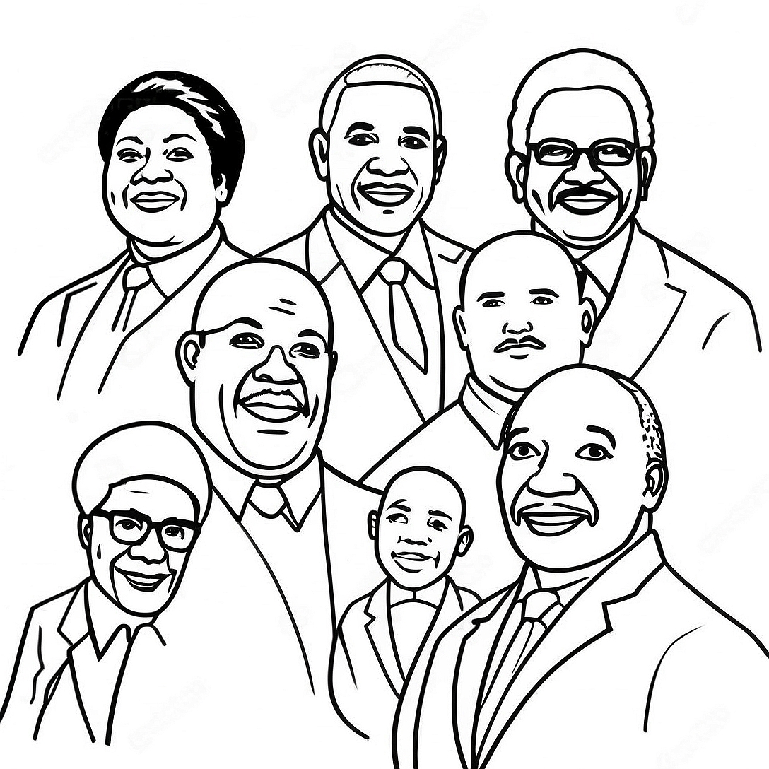 Inspirational Black Leaders Coloring Page | February Black History Month coloring page