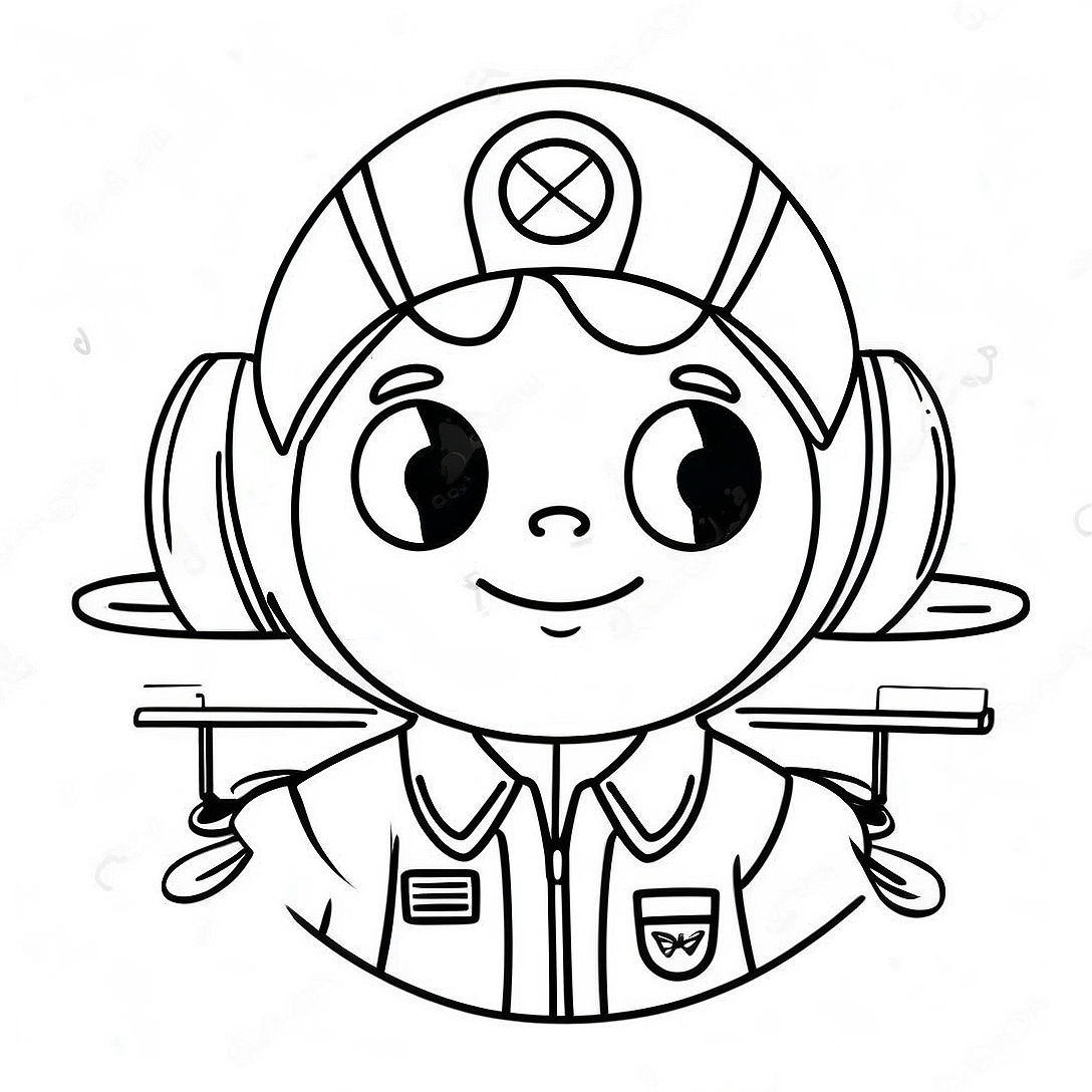 Cute Cartoon Pilot Coloring Page | Pilot coloring page