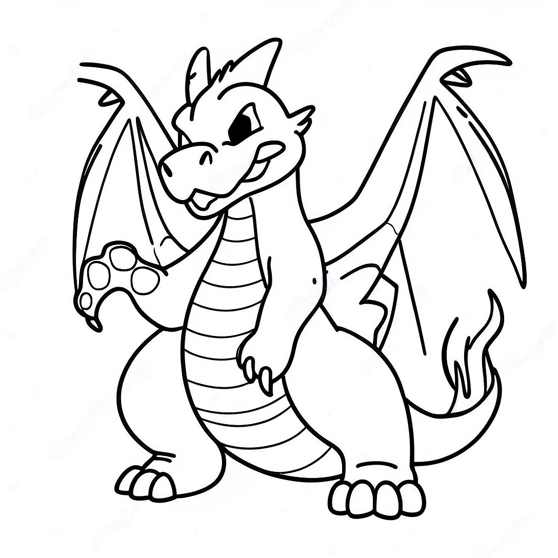 Gigantamax Charizard Breathing Fire Coloring Page | Gigantamax Pokemon coloring page