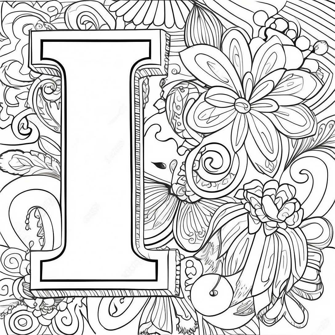 Letter L Coloring Page | Letter L for Adults coloring page