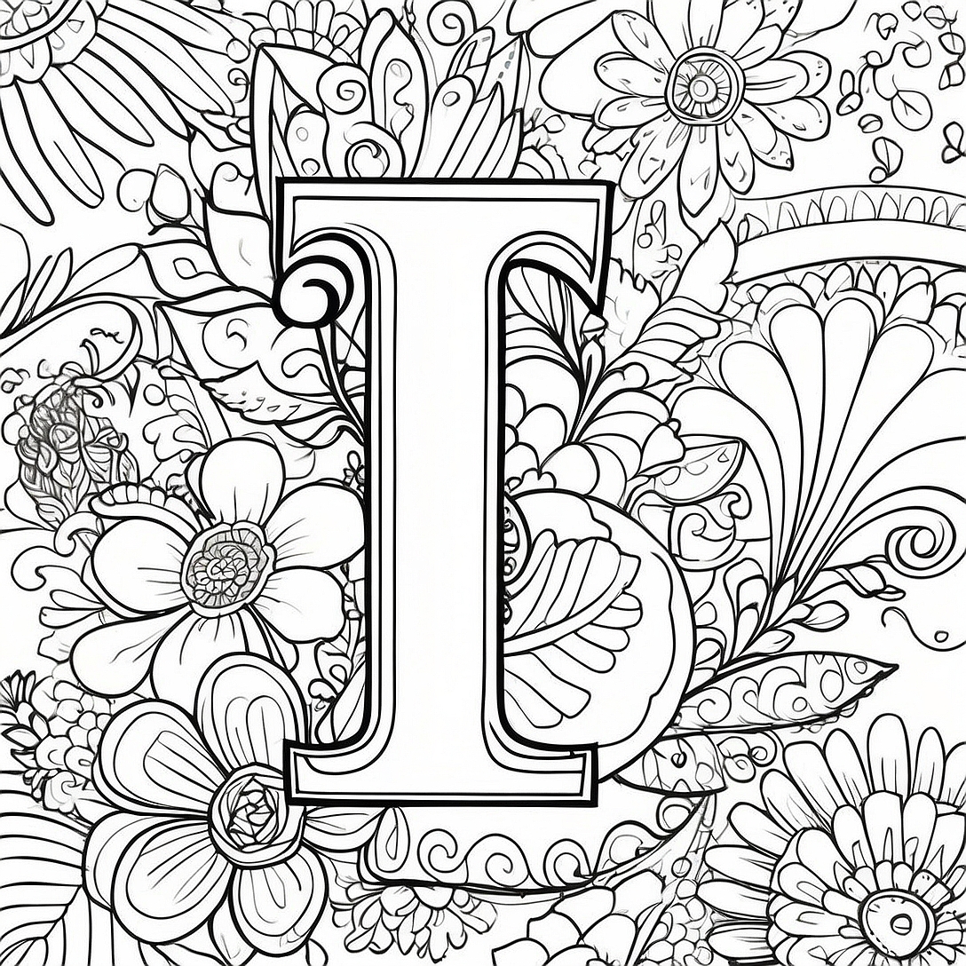 Lively Letter L Coloring Page | Letter L for Adults coloring page