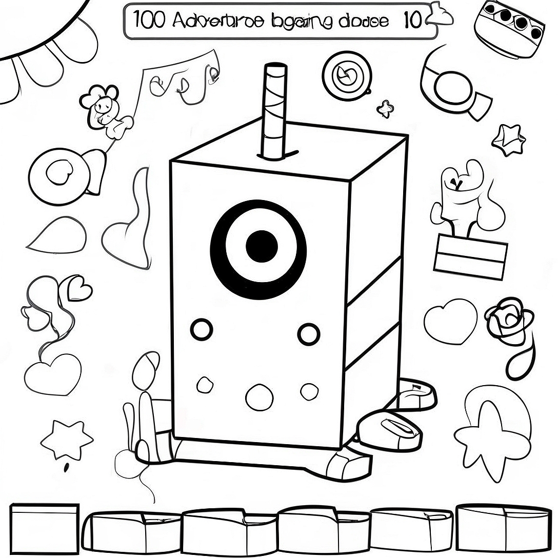 Colorful Numberblocks 1000 Adventure Coloring Page | Numberblocks 1000 coloring page
