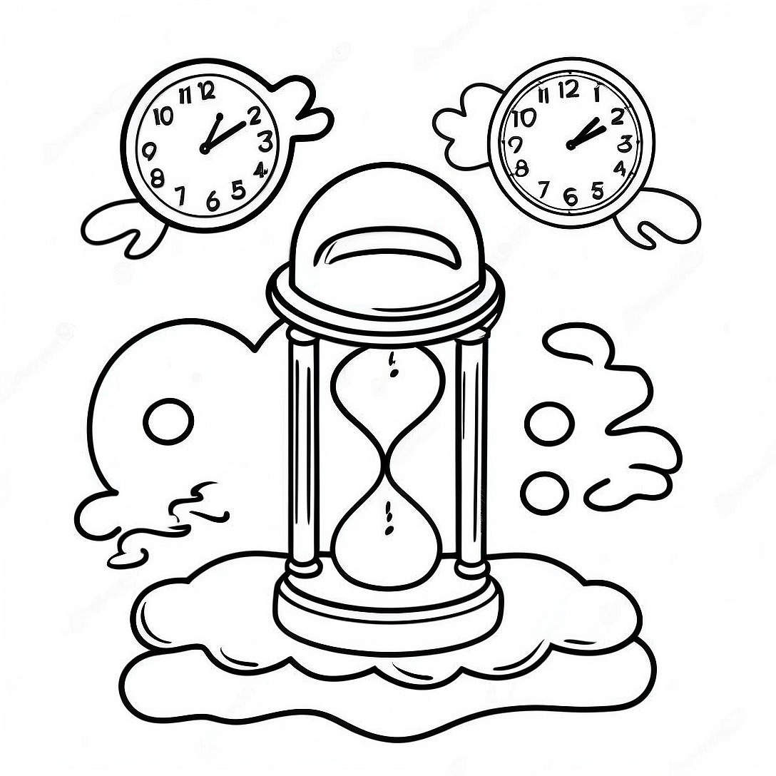 Dreamlike Melting Clocks Coloring Page | Salvador Dali coloring page