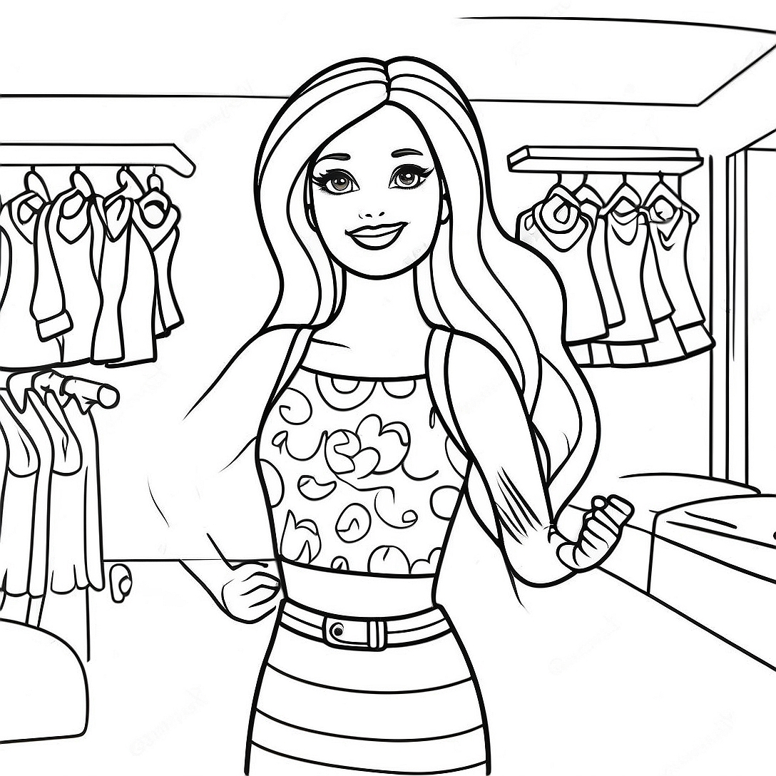 Cheerful Chelsea Barbie Coloring Page | Chelsea Barbie coloring page