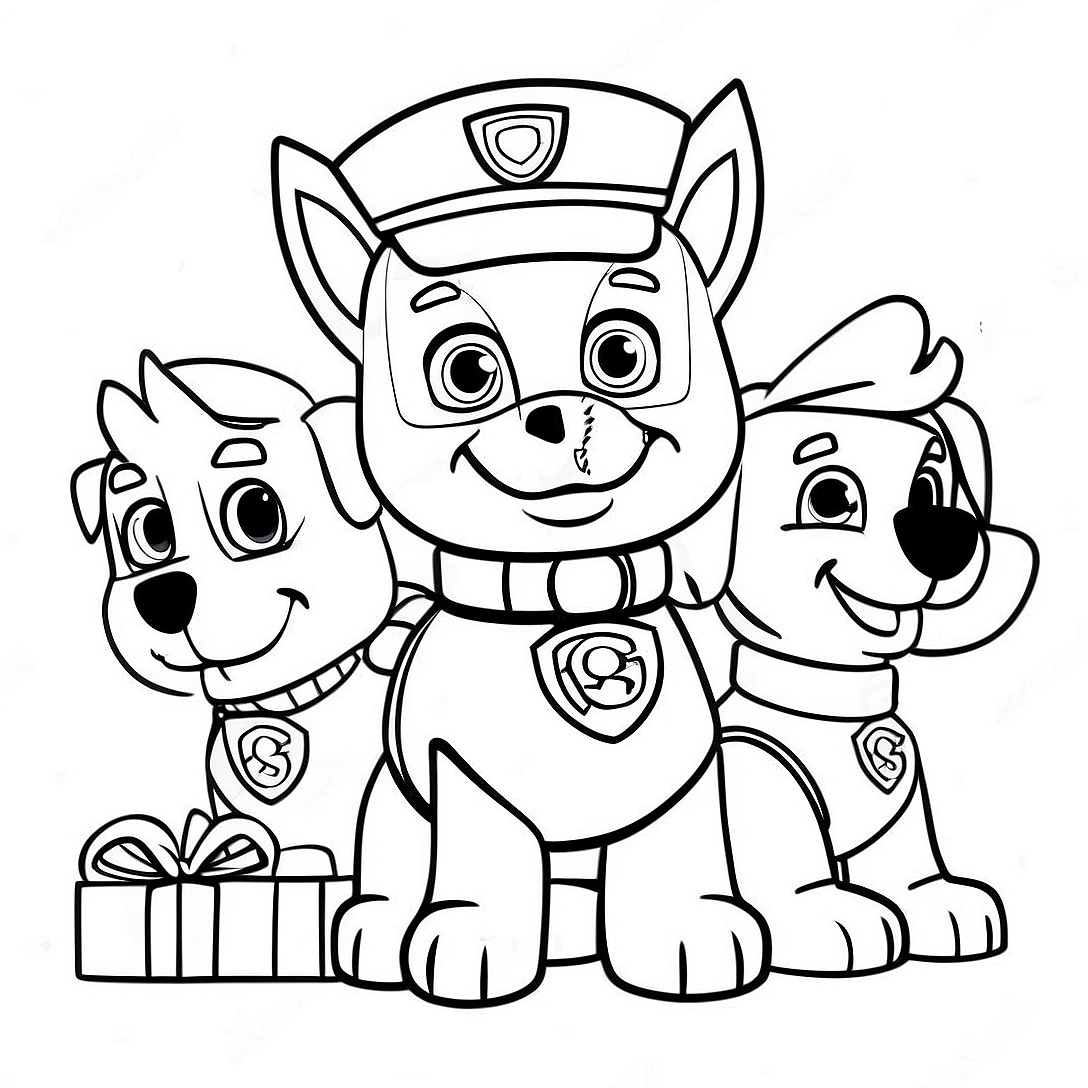 Christmas Paw Patrol Coloring Page | Christmas Paw Patrol coloring page