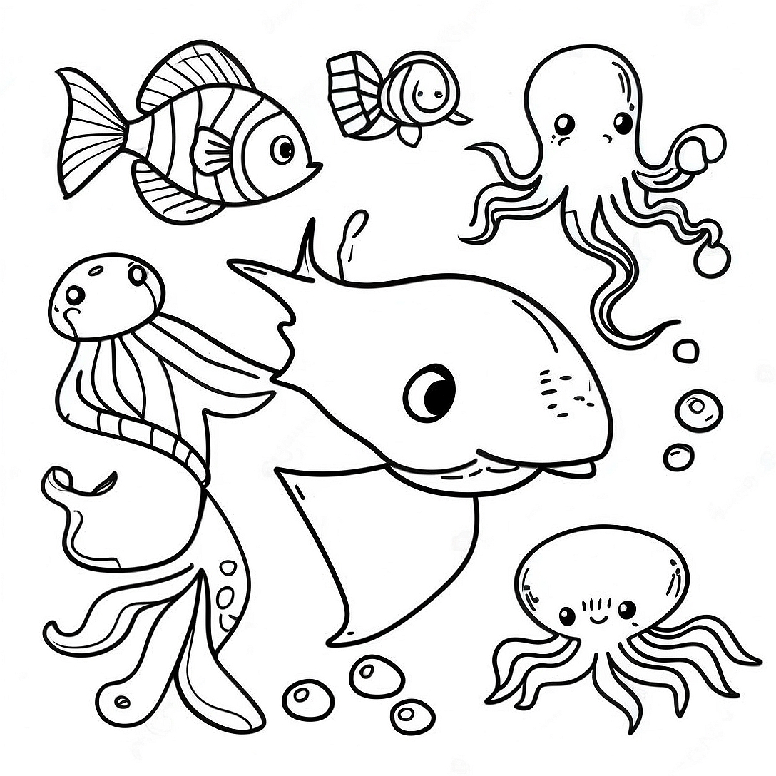 Sea Animals Coloring Page | Sea Animals coloring page