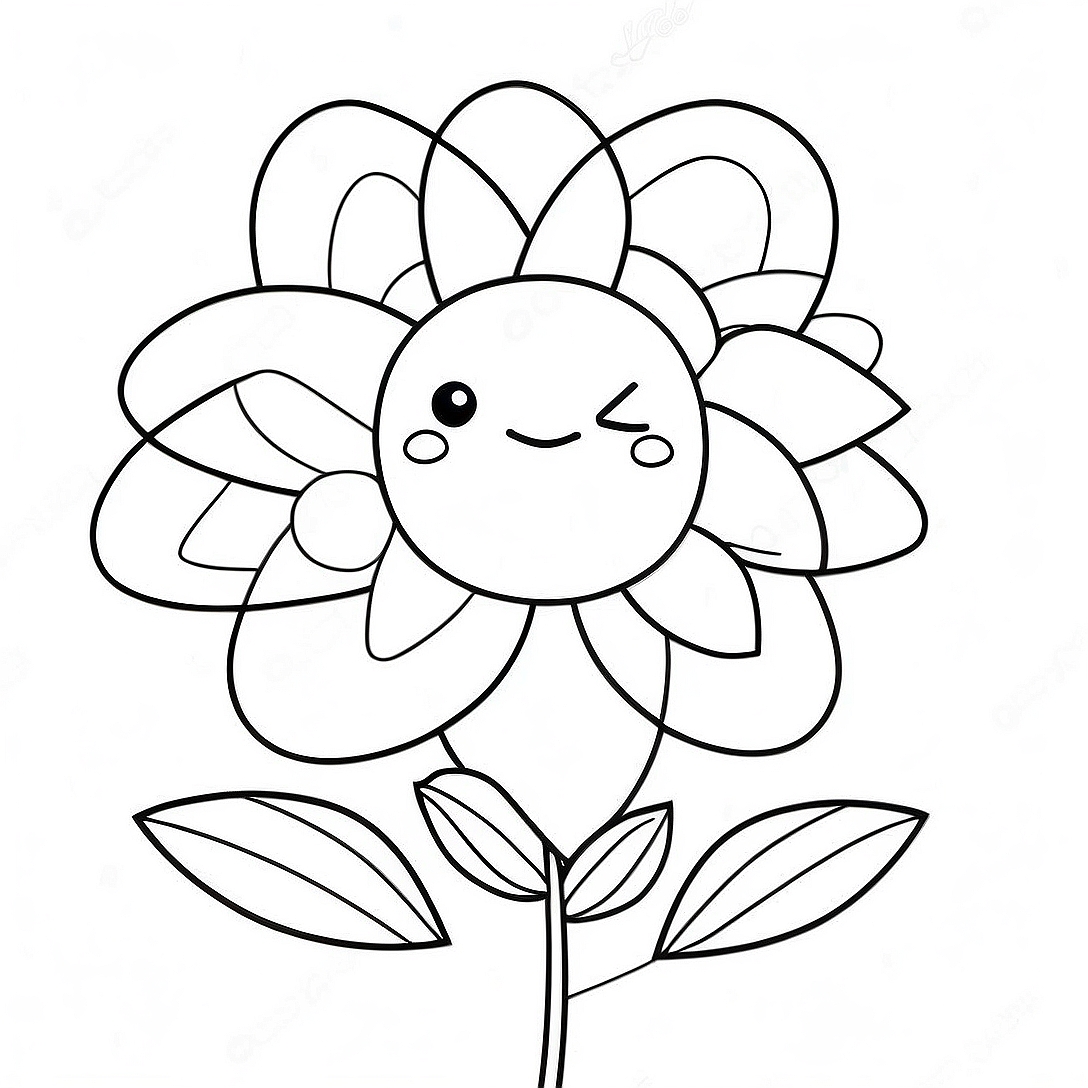Kawaii Flower Coloring Page | Kawaii Flower coloring page