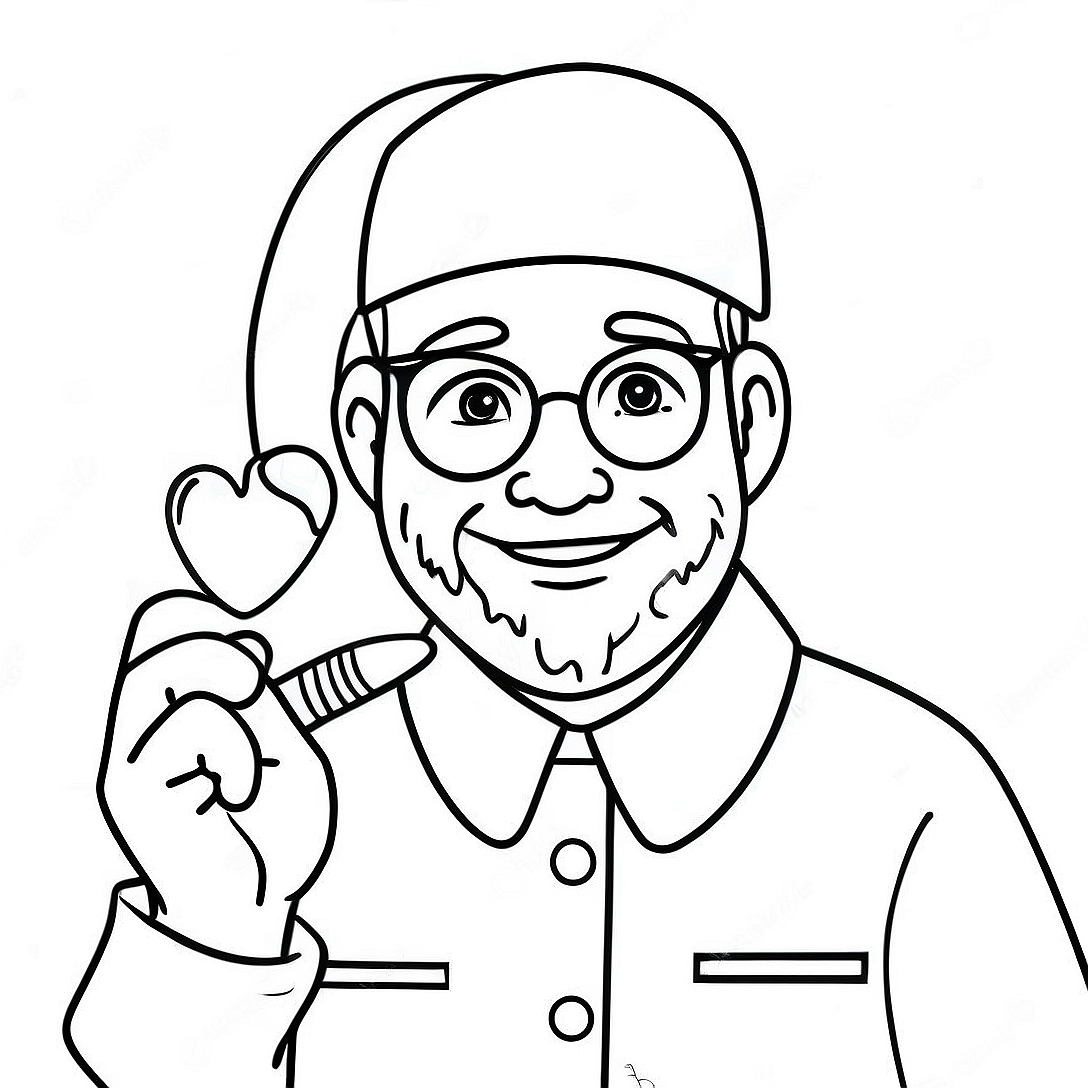 Cheerful Dentist with Santa Hat Coloring Page | Christmas Dental coloring page