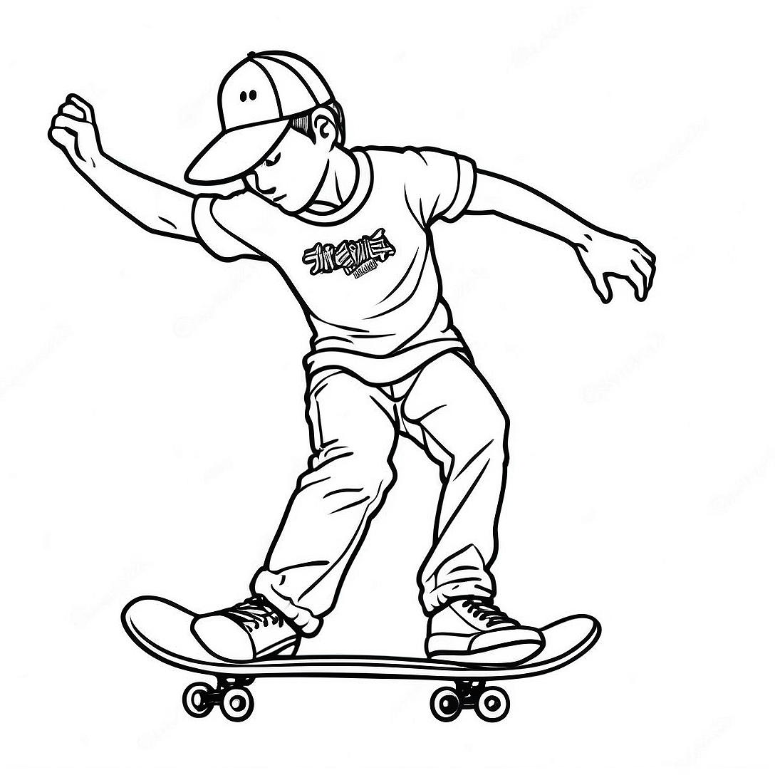 Langa Hasegawa Skateboarding Coloring Page | Sk8 the Infinity coloring page