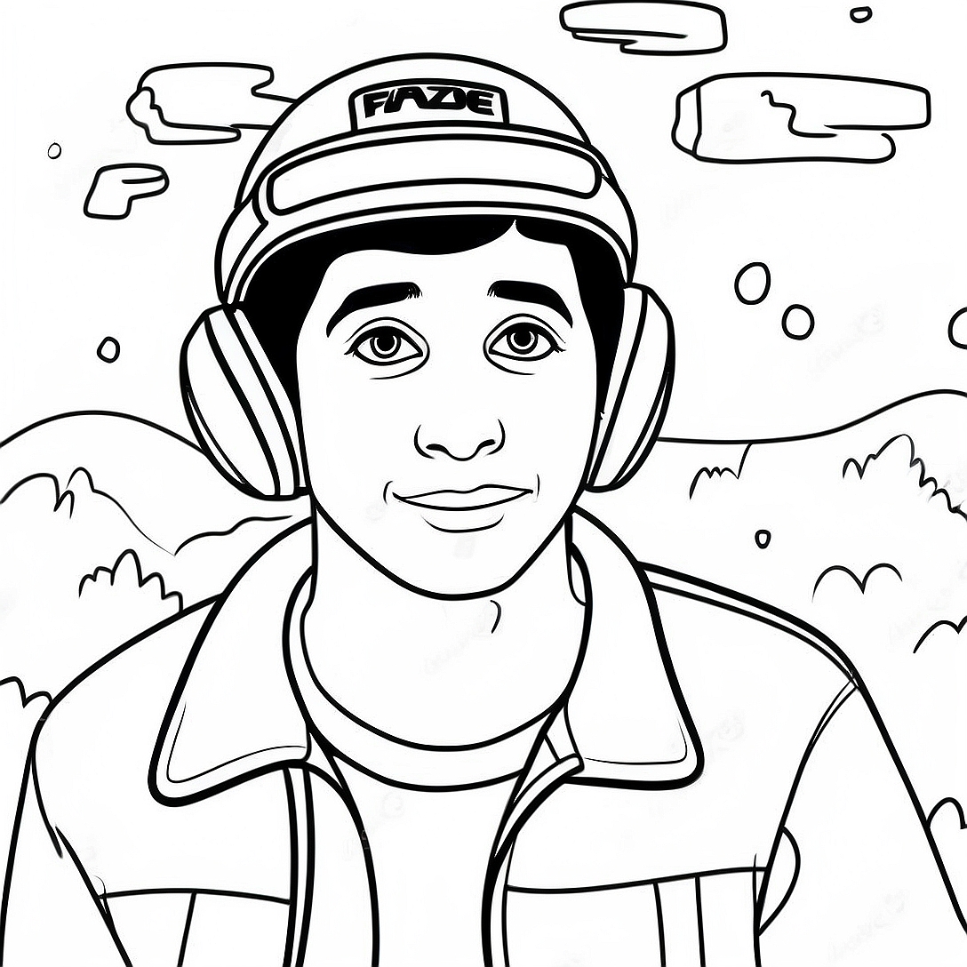 Faze Rug with a Fun Background Coloring Page | Faze Rug coloring page