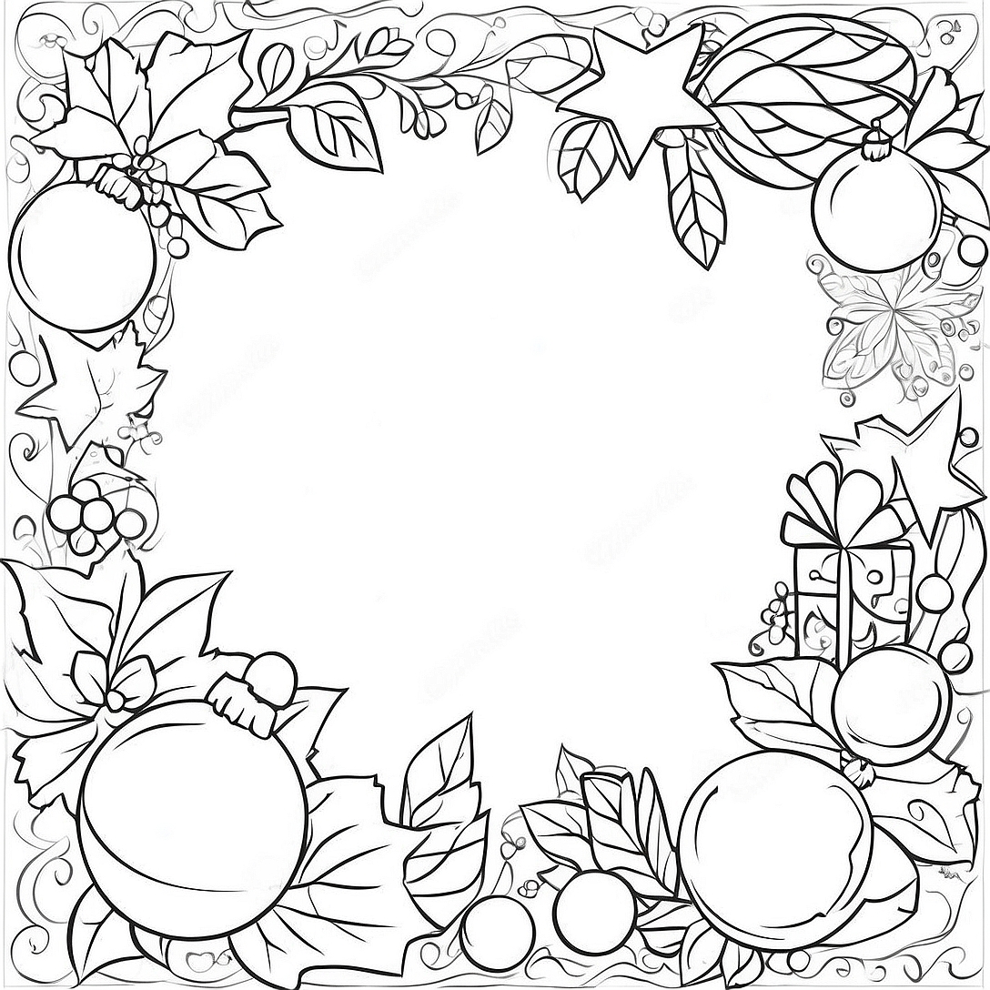 Festive Christmas Border Coloring Page | Christmas Boarder Clipart coloring page