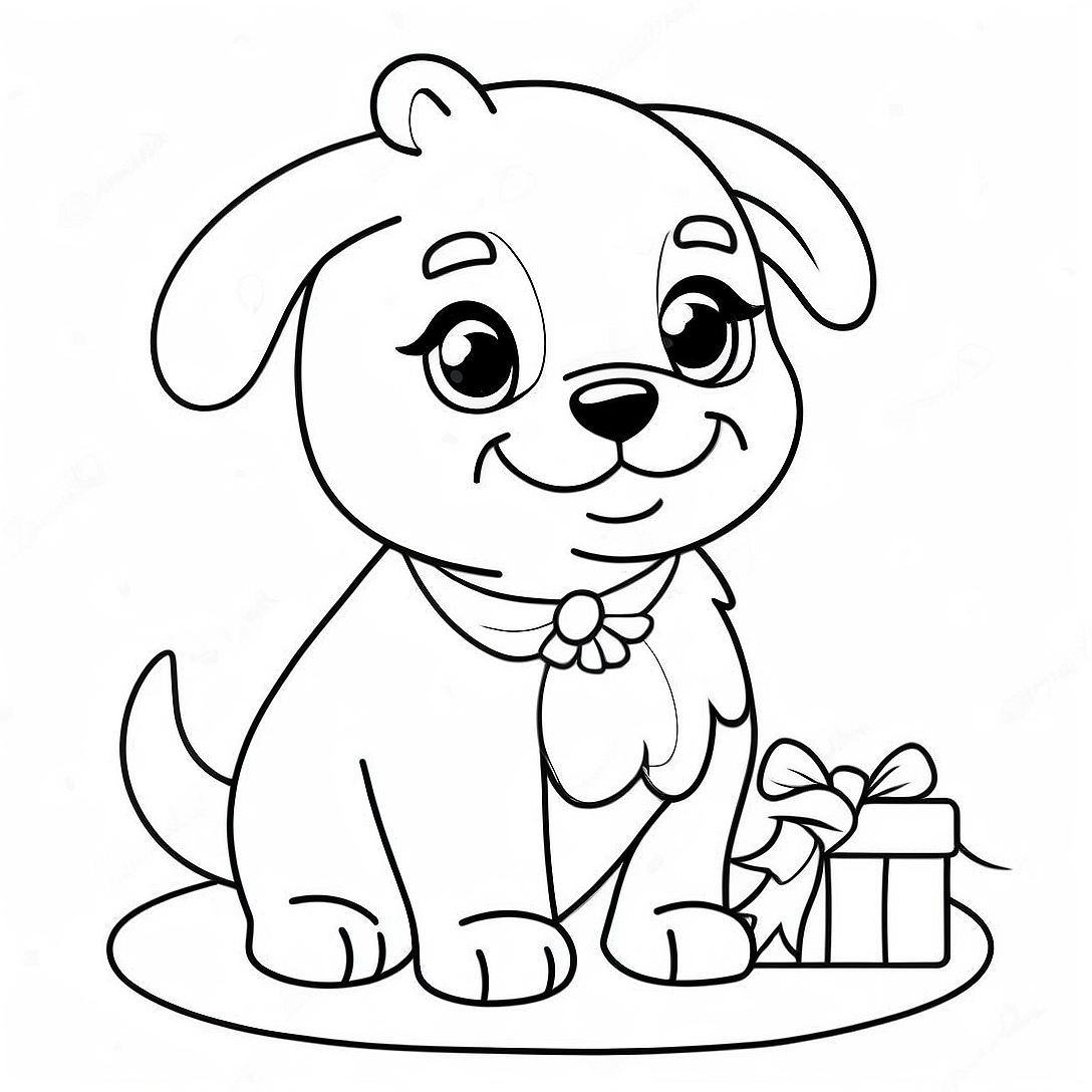 Cute Christmas Puppy Coloring Page | Cute Christmas Puppy coloring page