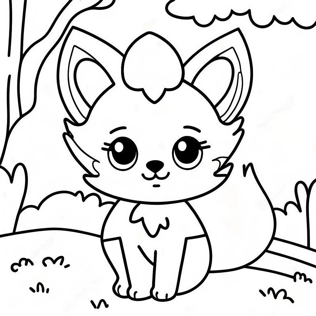 Kawaii Fox Coloring Page | Kawaii Fox coloring page