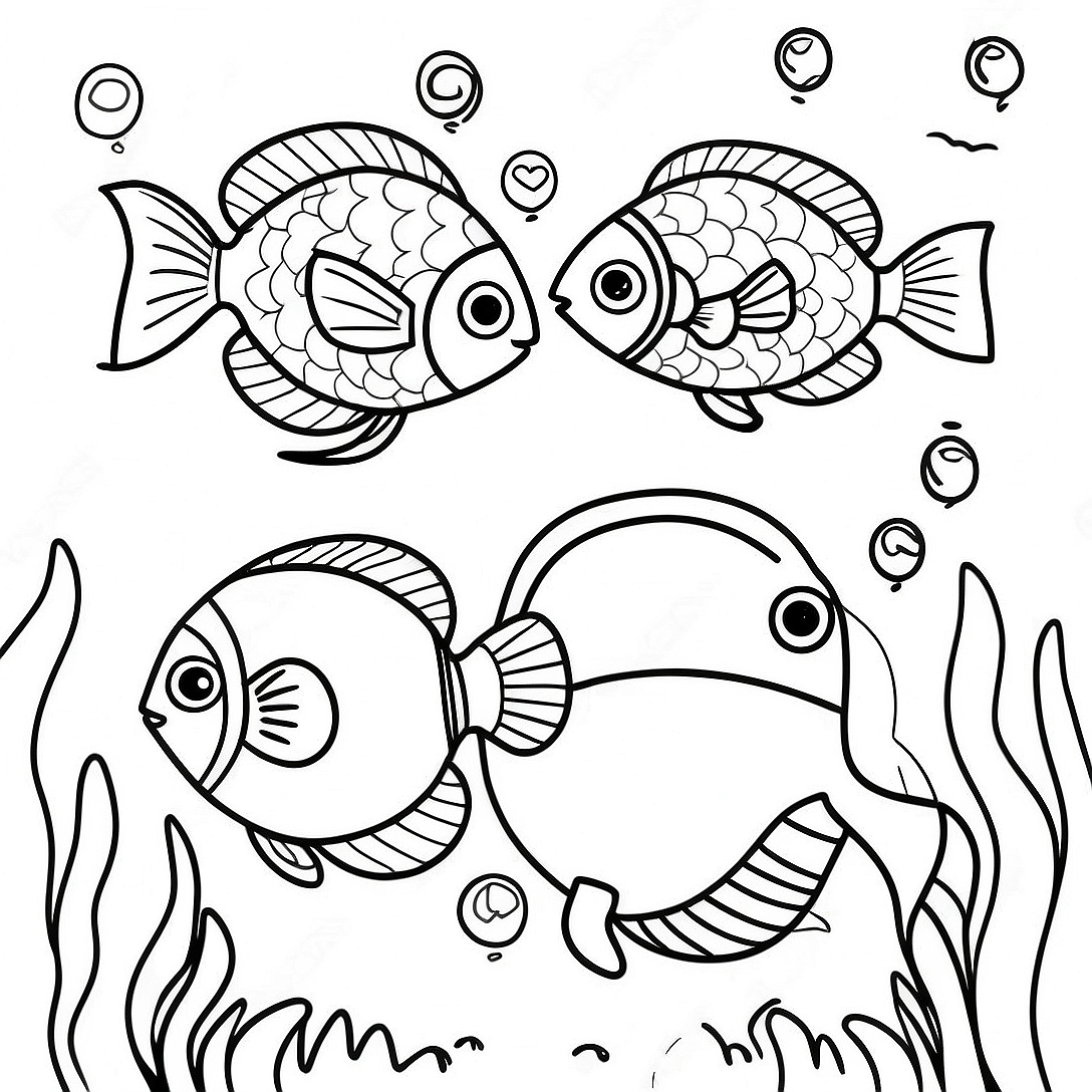 Tropical Fish Underwater Scene Coloring Page | Tropical Fish Fish coloring page