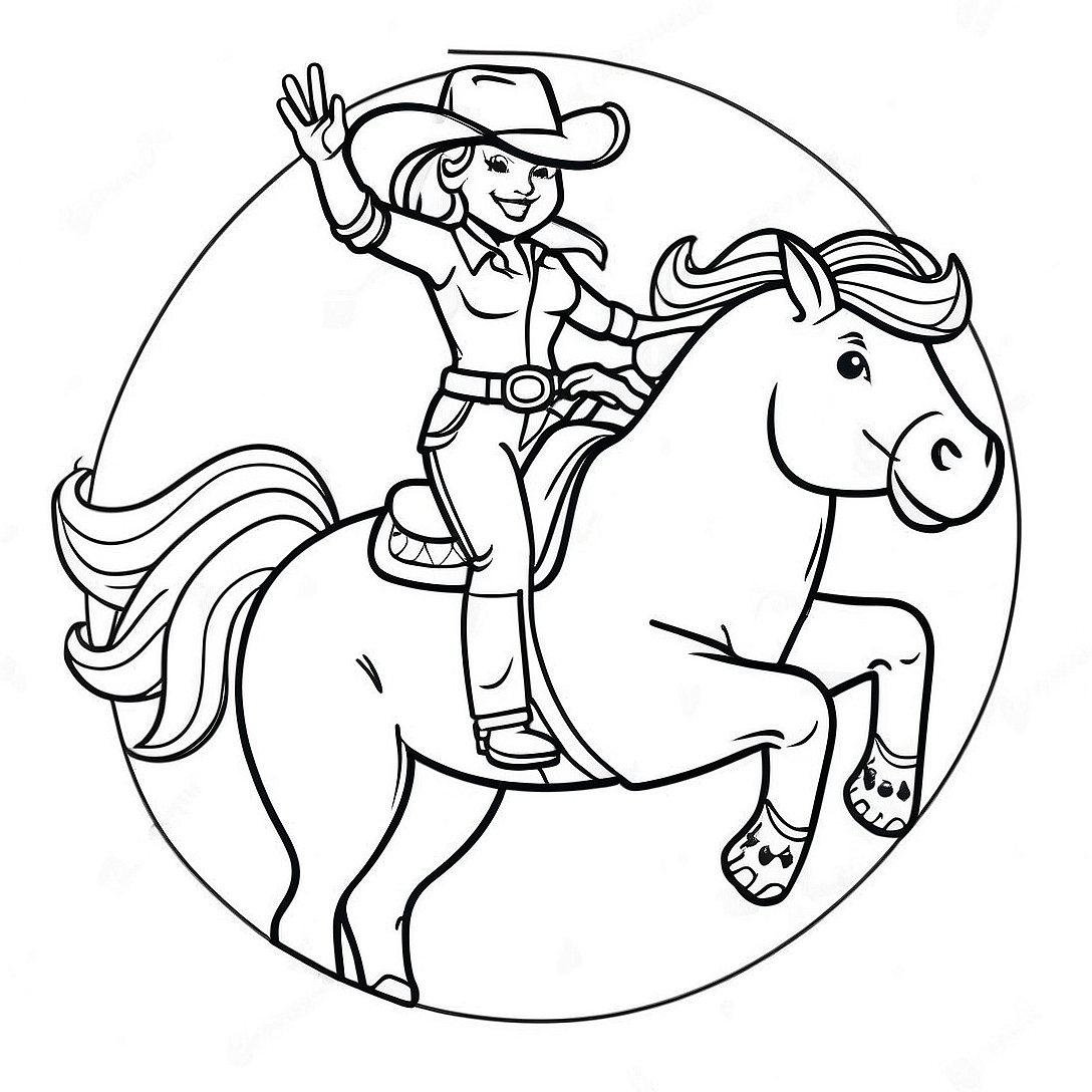 Cowgirl Jessie Riding Bullseye Coloring Page | Jessie from Disney Channel coloring page
