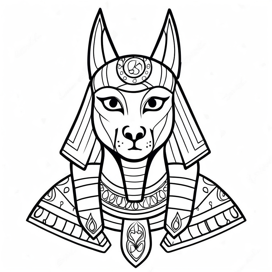 Colorful Anubis Coloring Page | Egyptian Gods coloring page