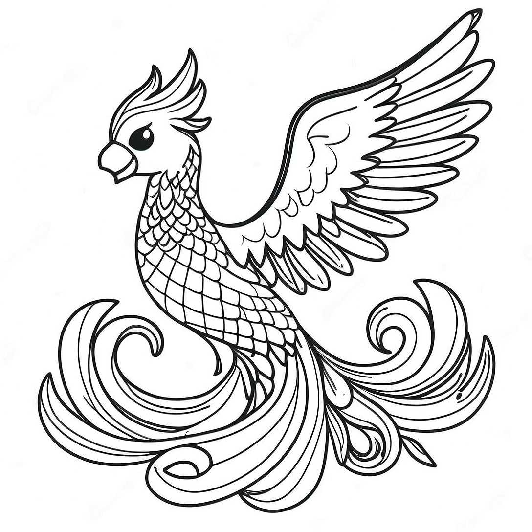 Majestic Phoenix Rising Coloring Page | Phoenix coloring page