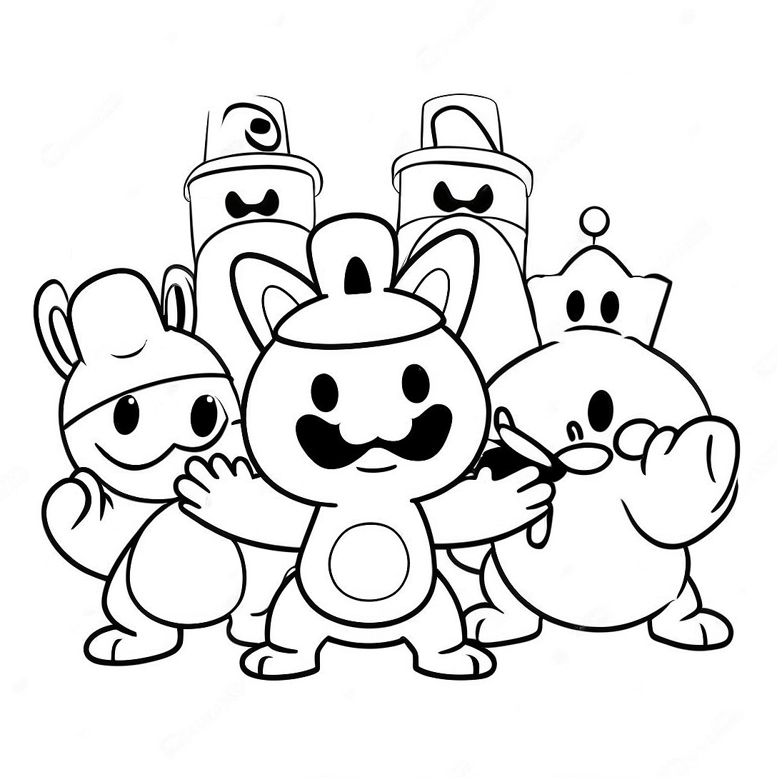 Mario Rabbids Characters Coloring Page | Mario Rabbids coloring page