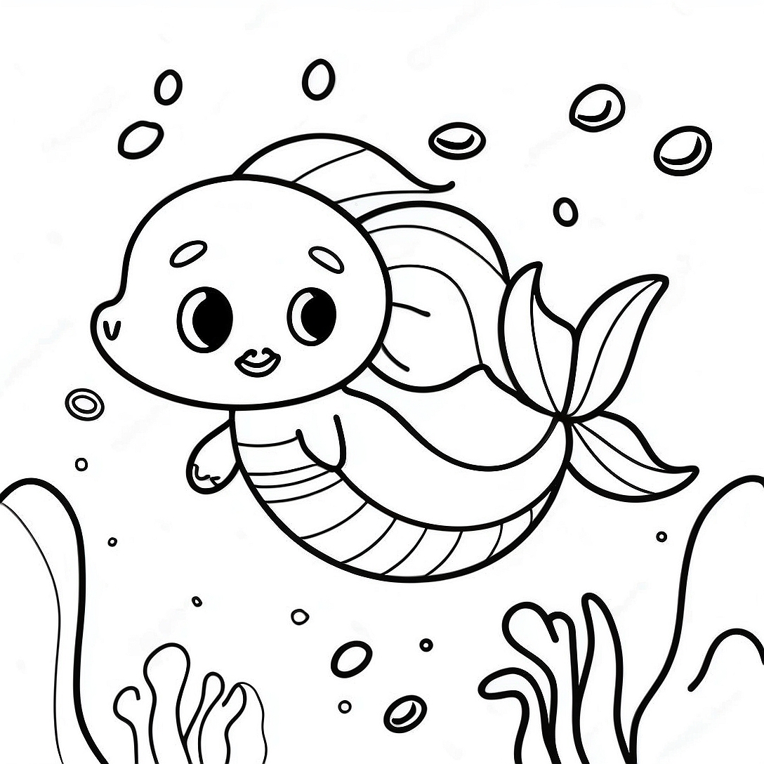 Merpup Swimming in Colorful Ocean Coloring Page | Merpup coloring page