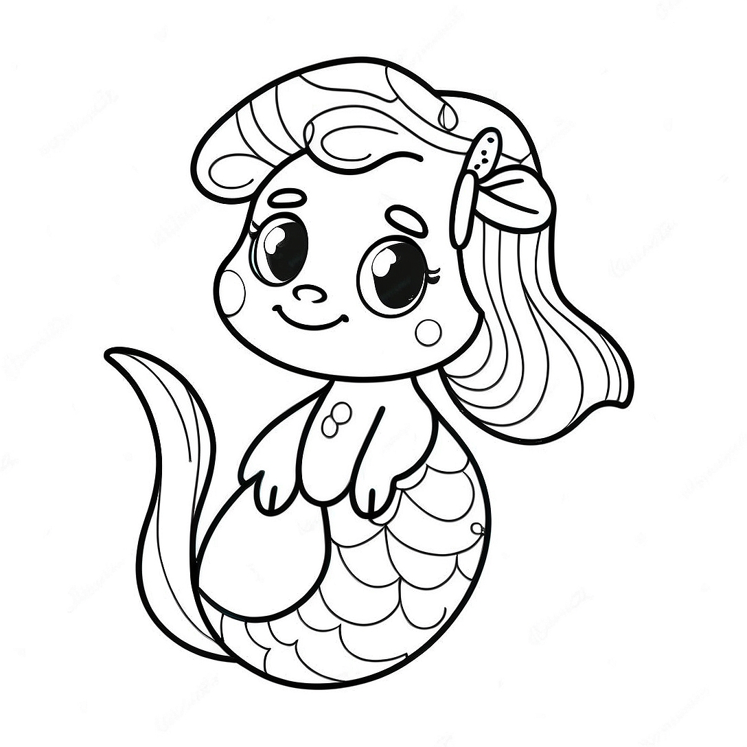 Cute Merpup with Sparkling Tail Coloring Page | Merpup coloring page