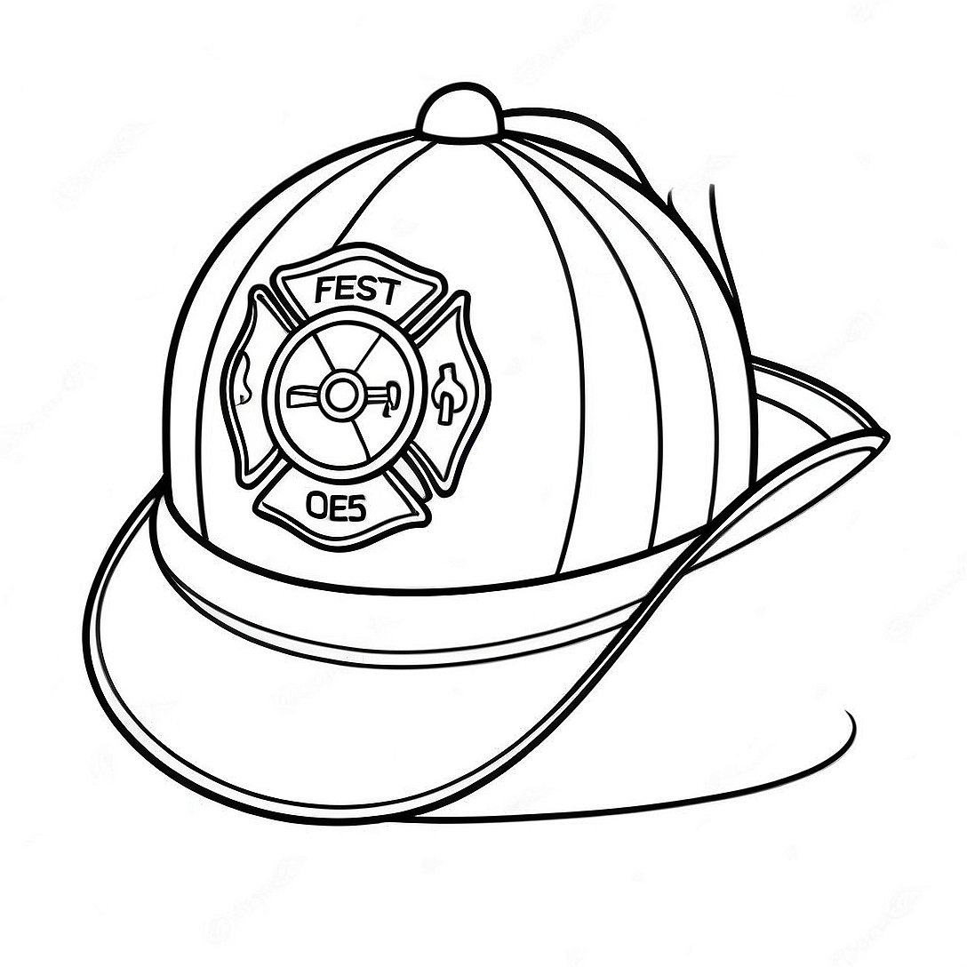 Colorful Firefighter Hat Coloring Page | Community Helper Hats coloring page