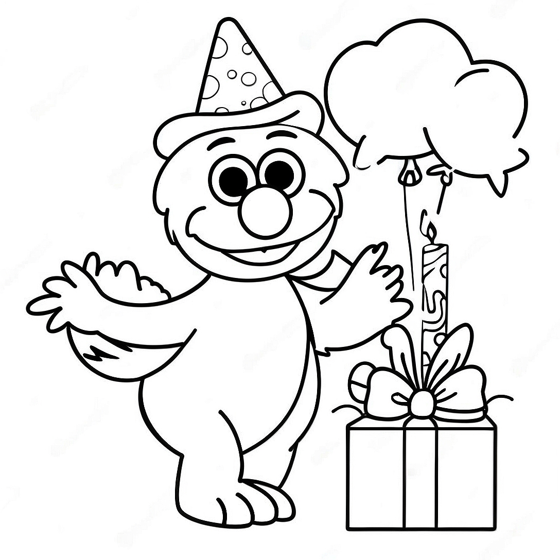 Happy 1st Birthday Sesame Street Coloring Page | Happy 1st Birthday Sesame Street coloring page