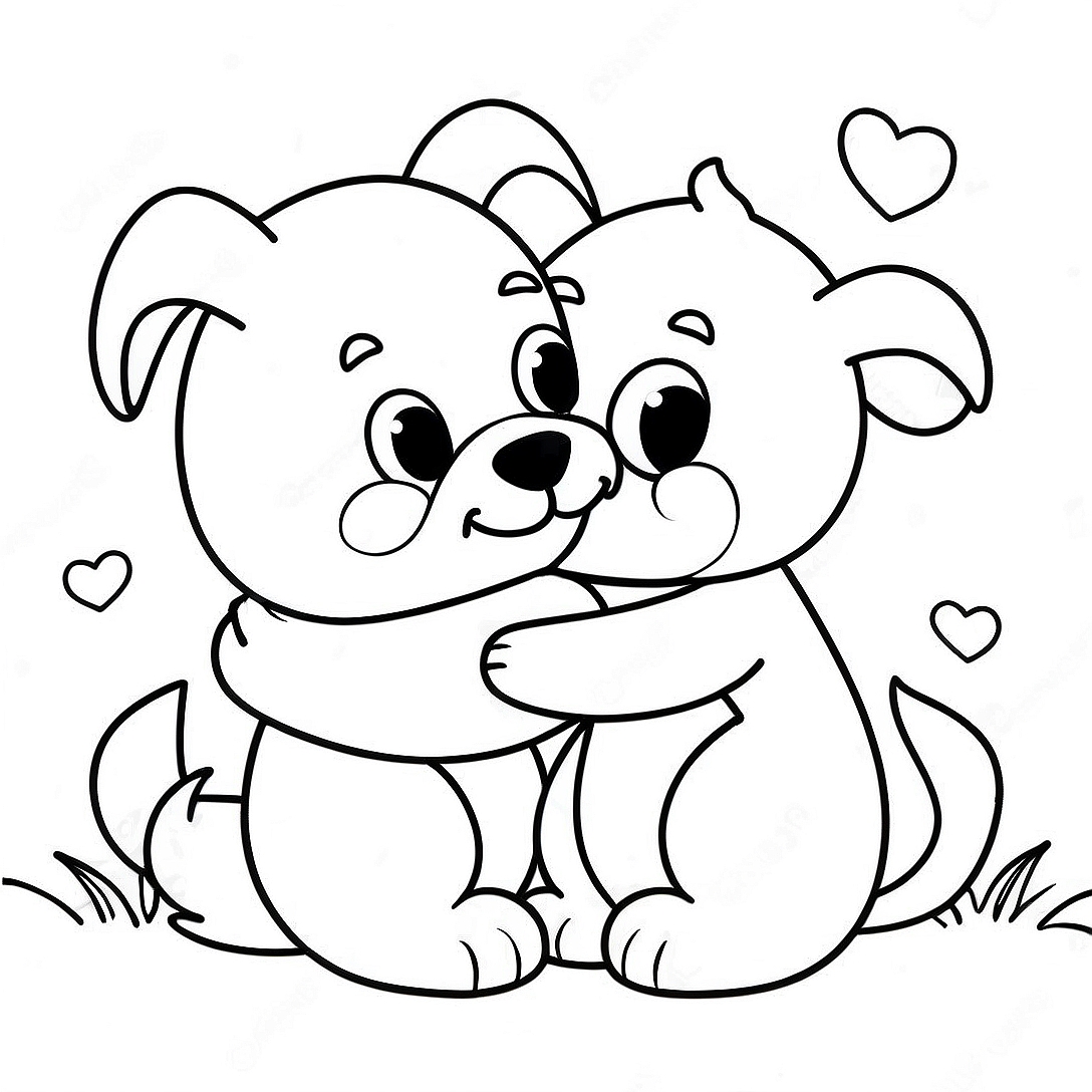 Cute Hugging Animals Coloring Page | Hug coloring page