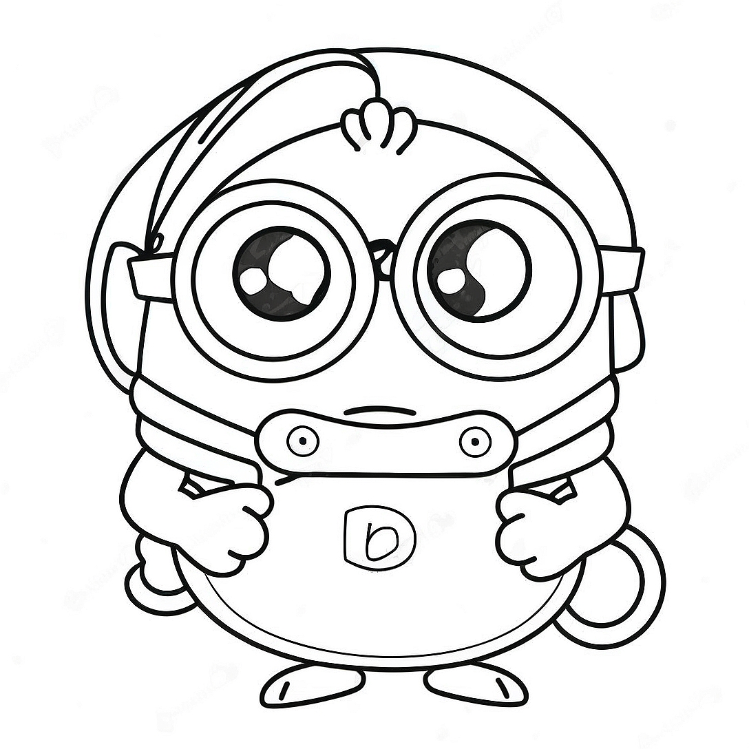 Funny Minion Kevin with Glasses Coloring Page | Minion Kevin coloring page