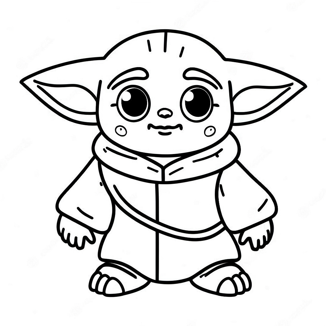 Cute Mandalorian Baby Yoda Coloring Page | Star Wars Mandalorian coloring page
