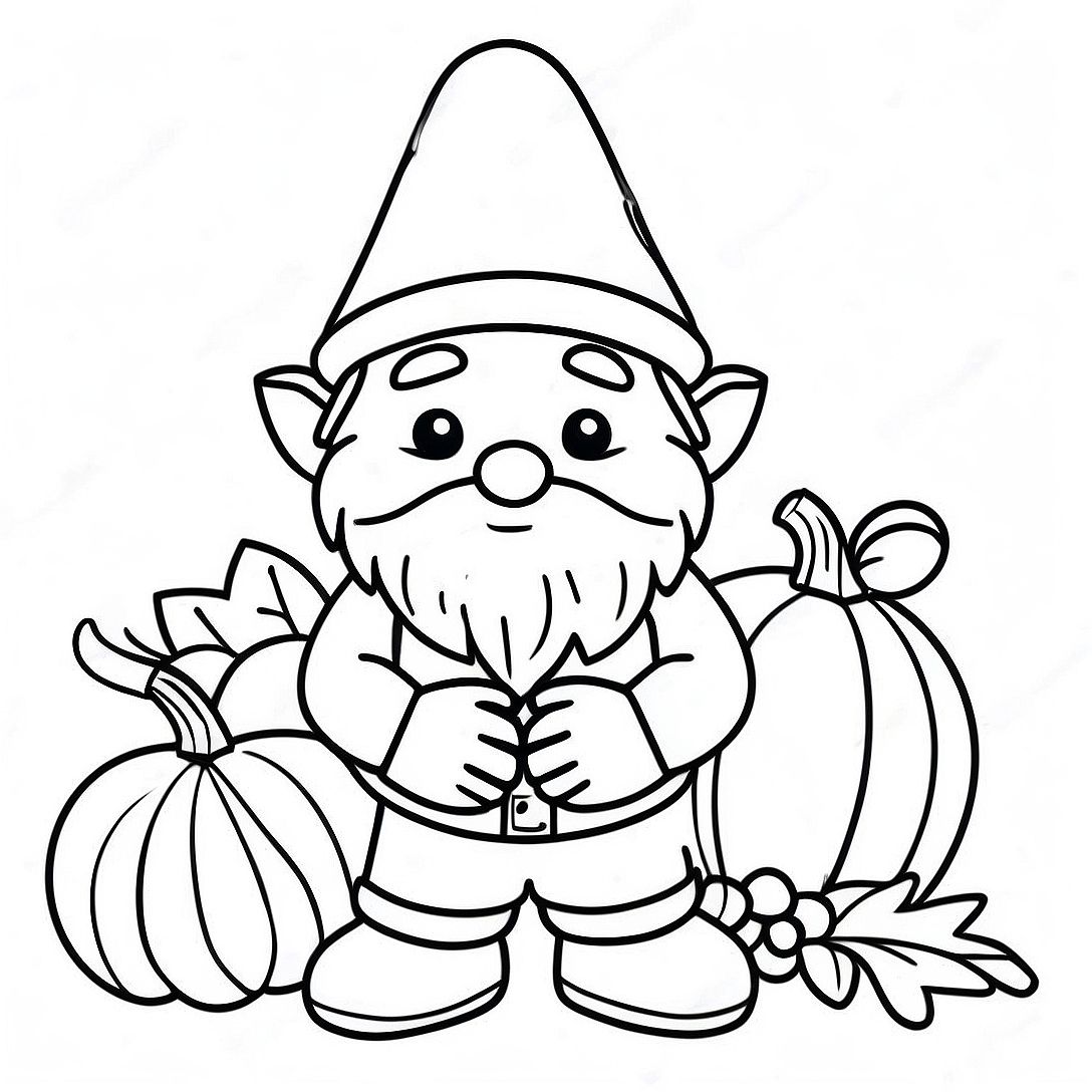 Thanksgiving Gnome Coloring Page | Thanksgiving Gnome coloring page