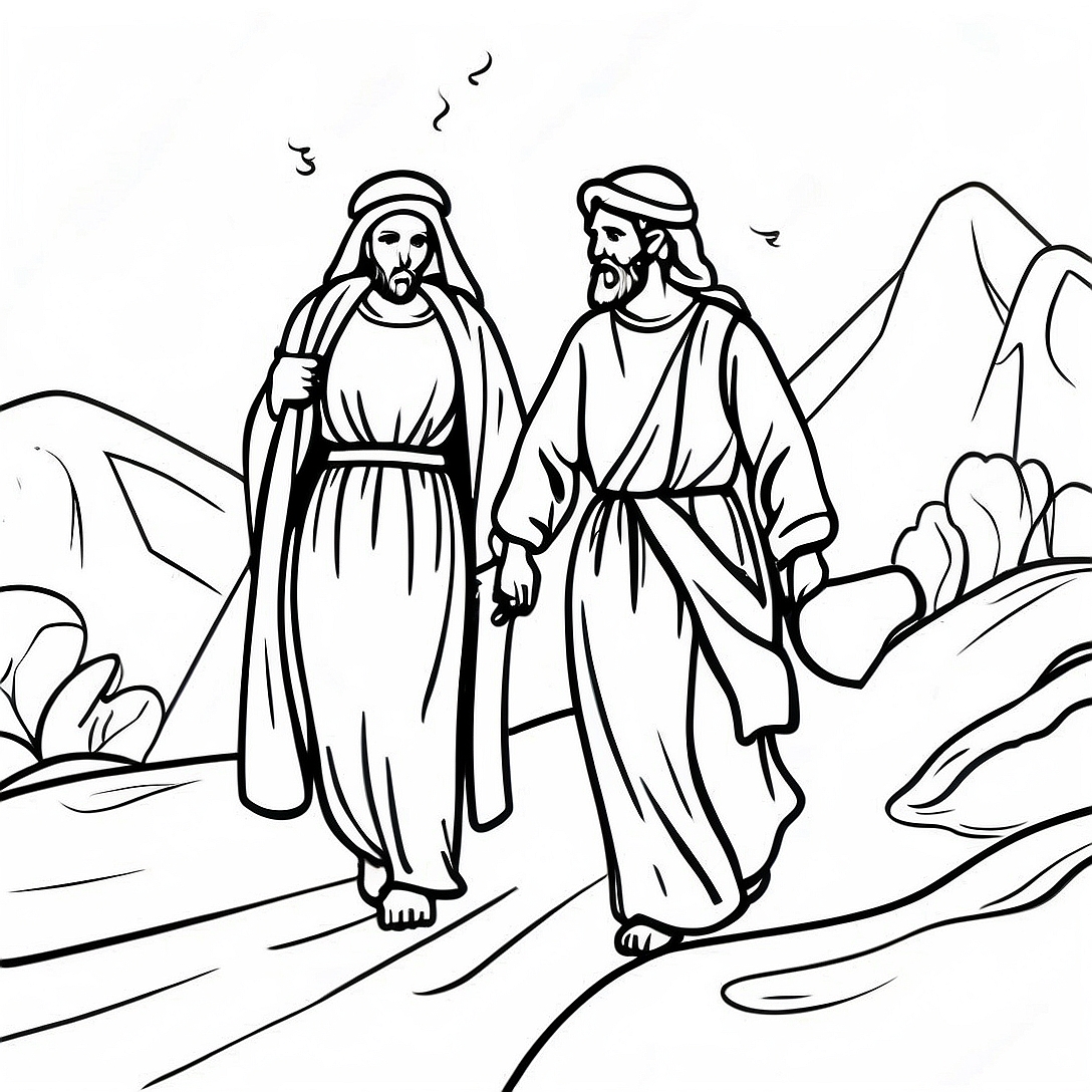 Mary and Joseph Traveling to Bethlehem Coloring Page | Mary and Joseph Travel to Bethlehem coloring page