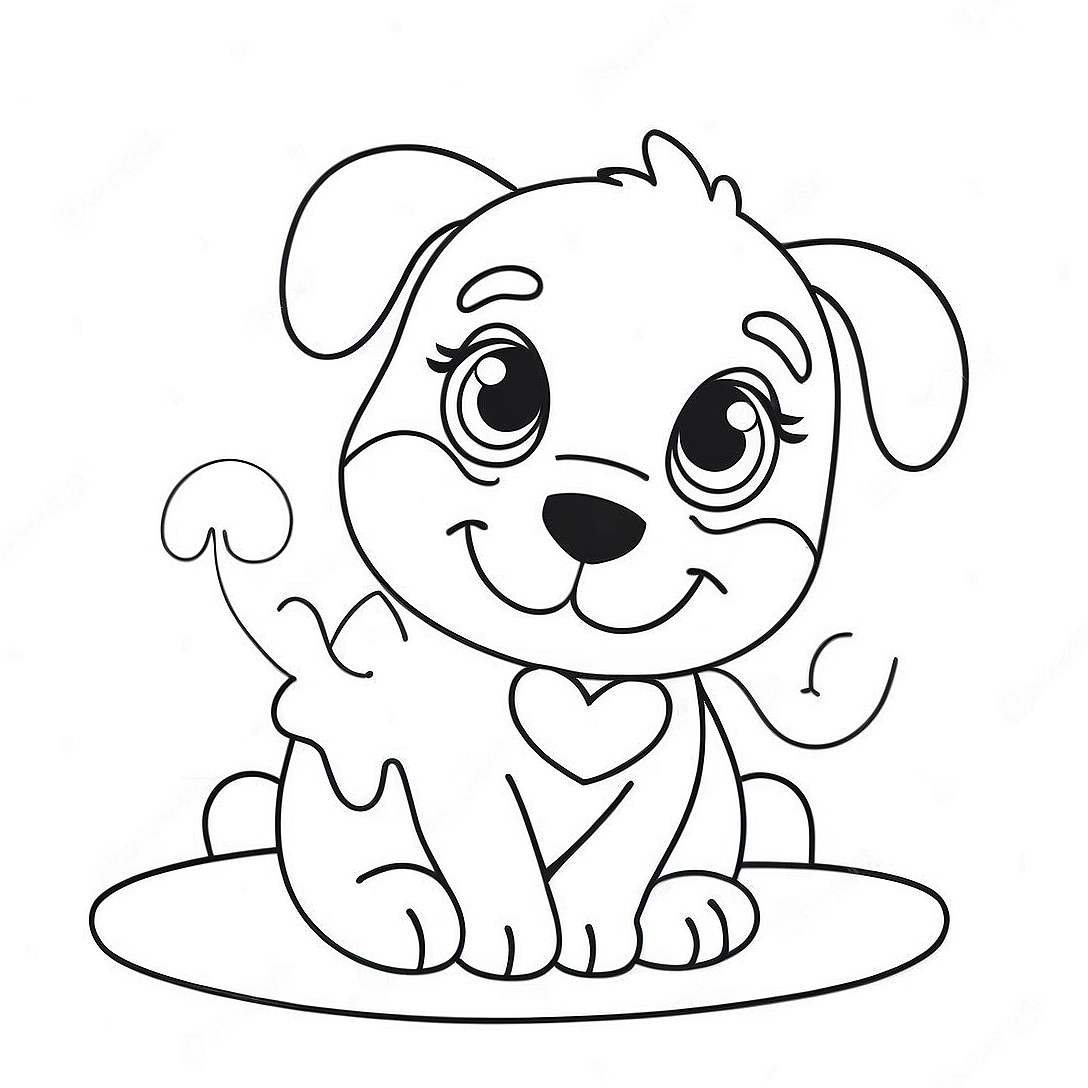 Valentine Cute Puppy Coloring Page | Valentine Animal coloring page