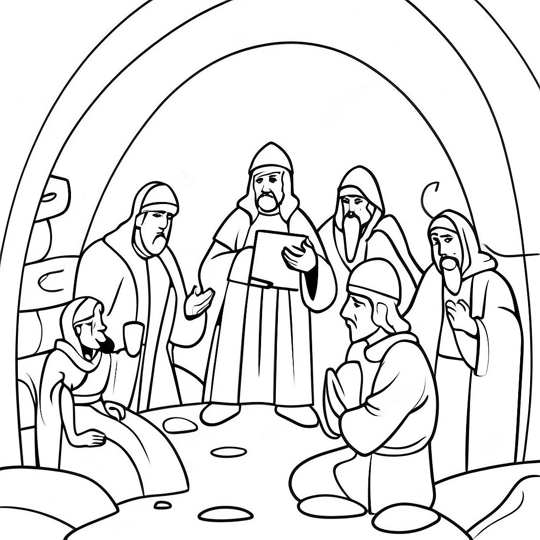 Fiery Furnace Scene Coloring Page | Shadrach Meshach and Abednego coloring page