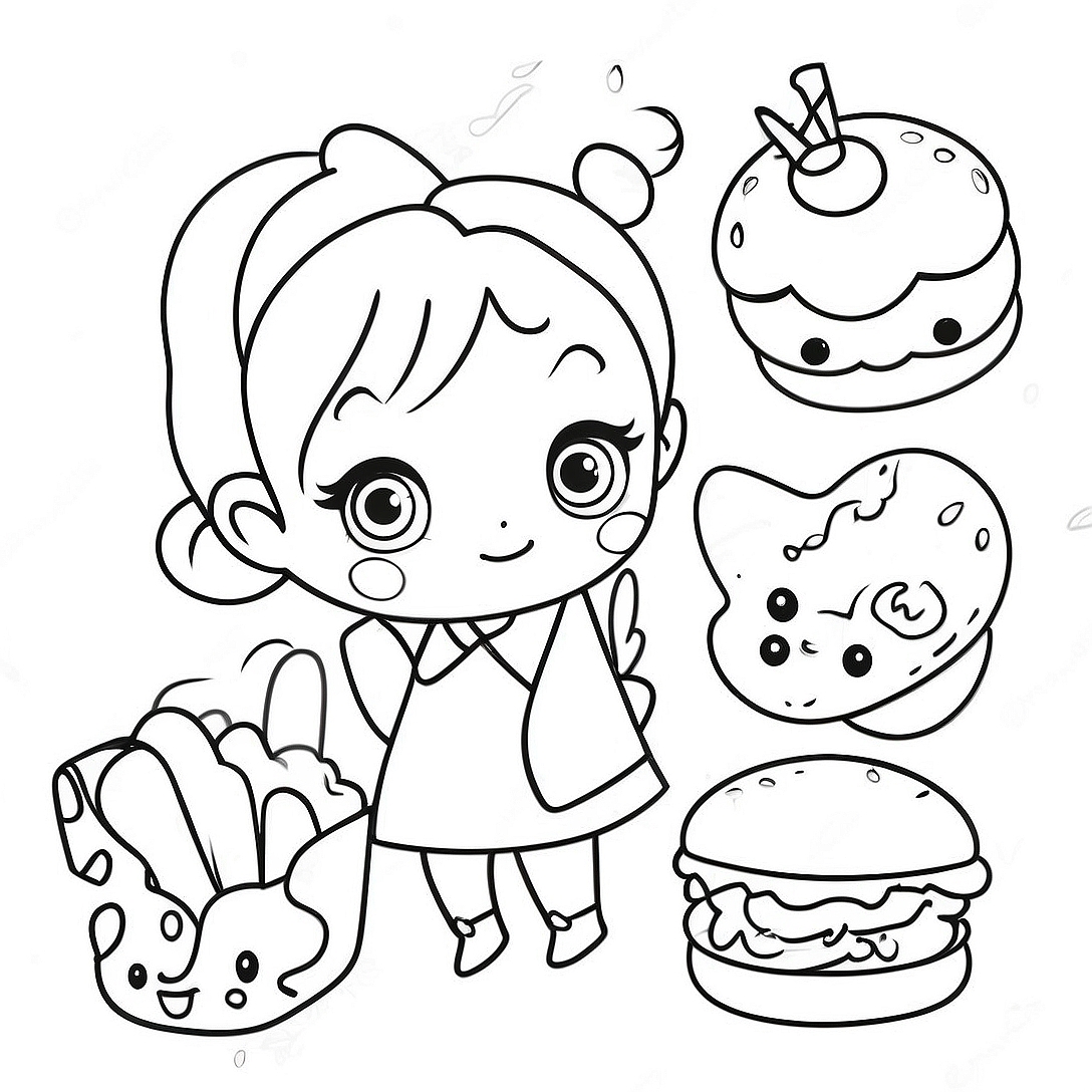 Food Chibi Coloring Page | Food Chibi coloring page