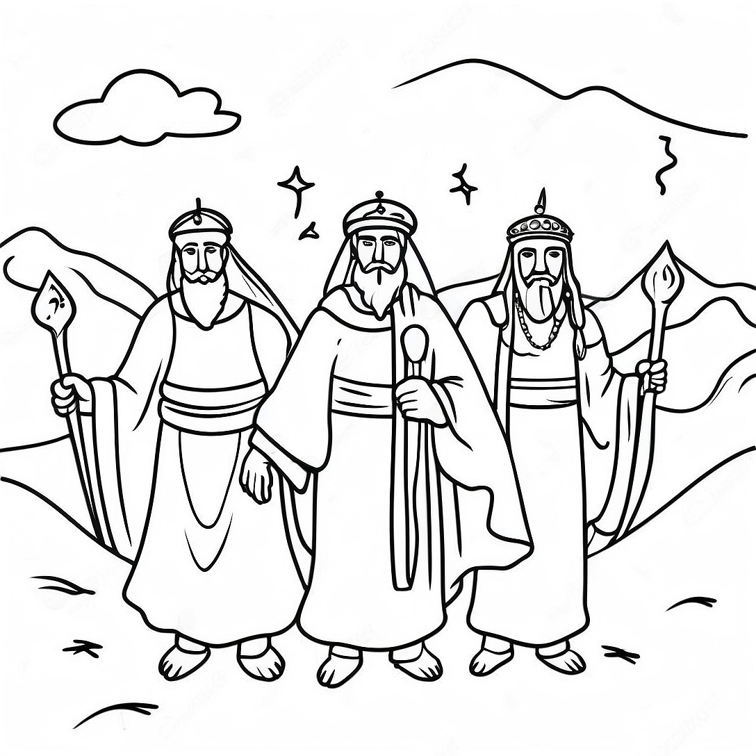 Three Wise Men Journey Coloring Page | Wise Men coloring page