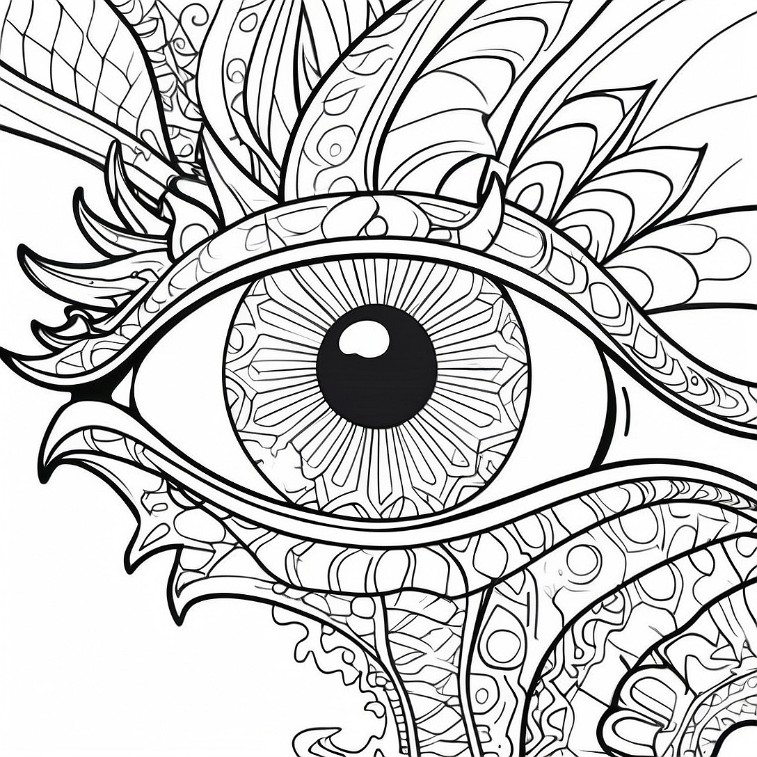Mystical Dragon Eye Coloring Page | Dragon Eye coloring page
