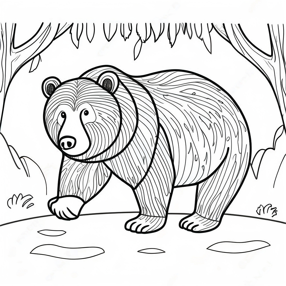 Majestic Grizzly Bear Coloring Page | Realistic Bear coloring page