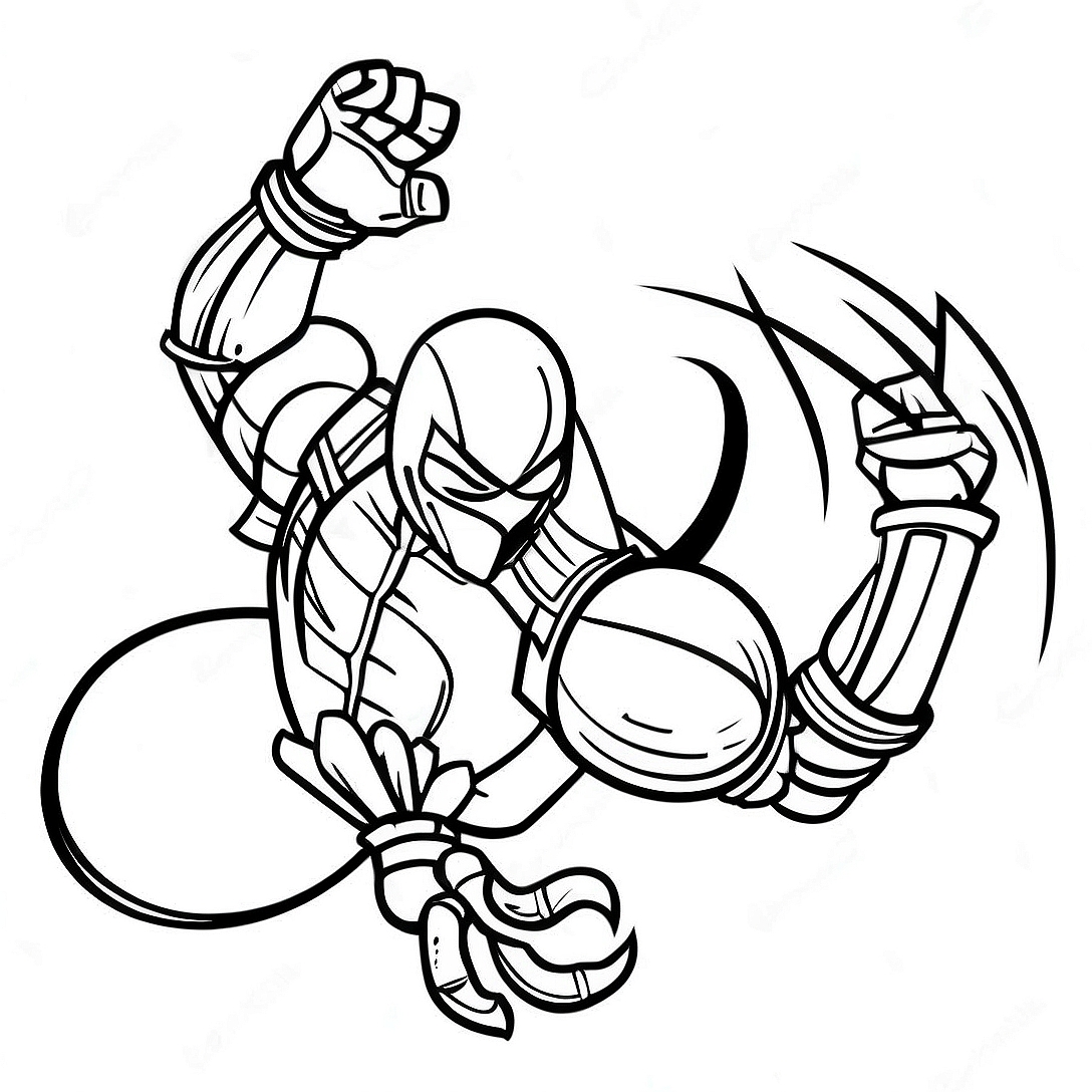 Scorpion Mortal Kombat Action Pose Coloring Page | Mortal Kombat Scorpion coloring page