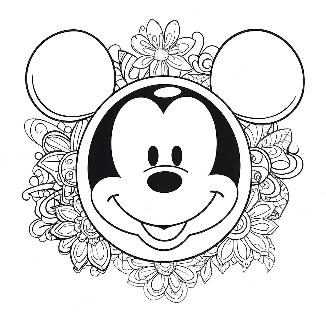 Mickey Mouse Face Coloring Page | Mickey Mouse Face coloring page