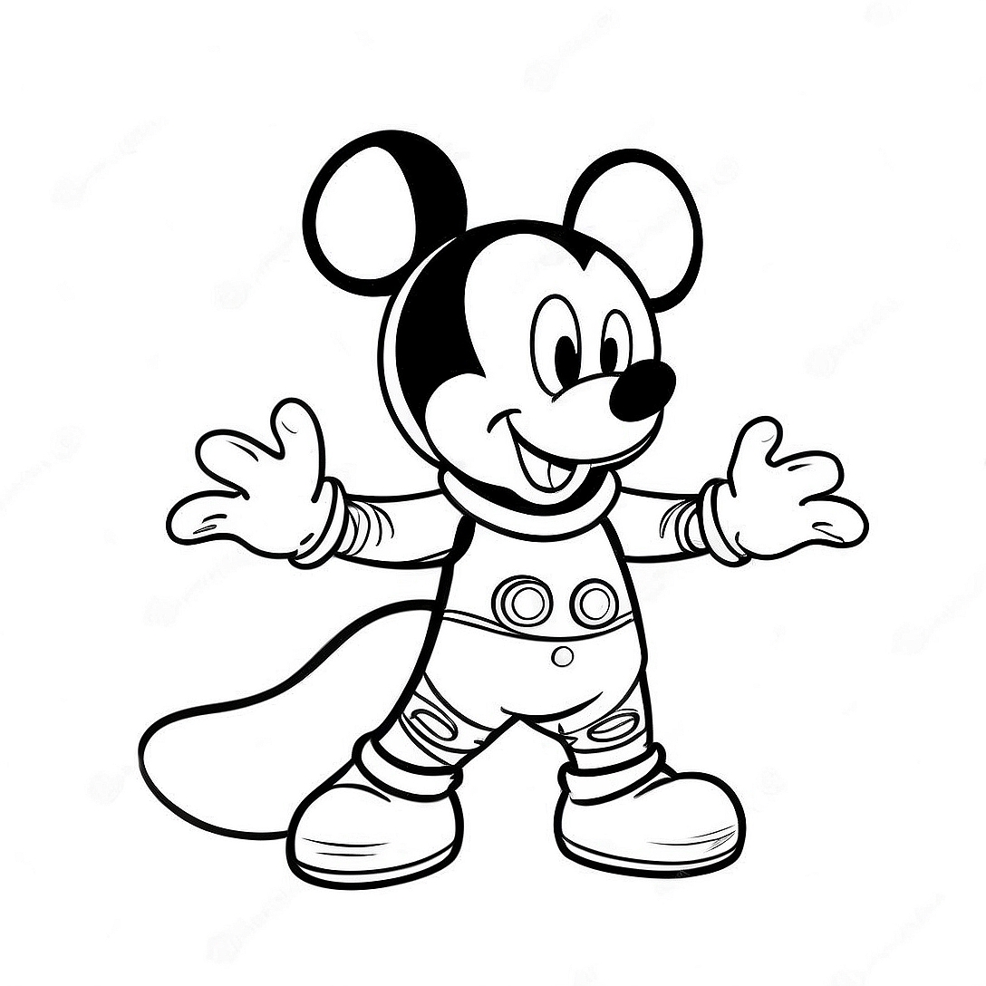 Mickey Mouse in a Colorful Spacesuit Coloring Page | Mickey Mouse Clubhouse Space Adventure coloring page